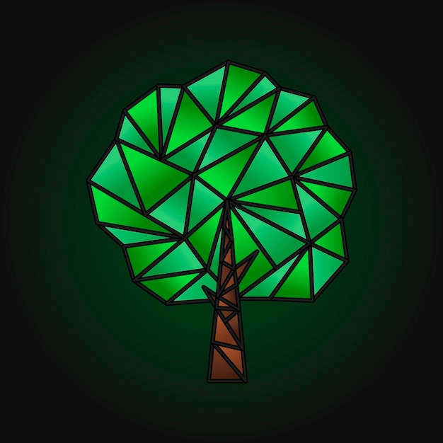 Green tree abstract. low poly illustration. vector