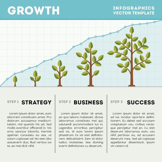 Вектор Зеленое дерево и график временной шкалы инфографика вектор шаблон. стратегия успеха в бизнесе