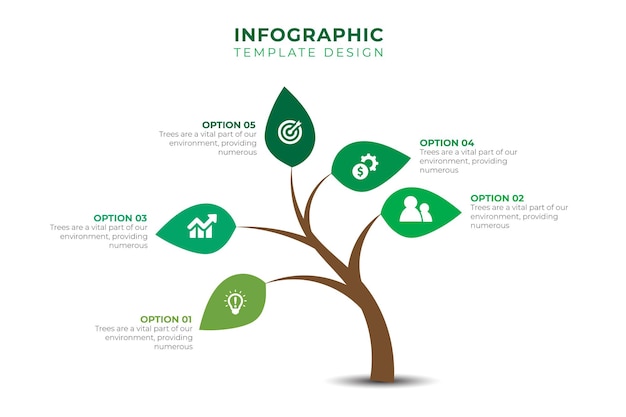 Зеленый фон дерева и инфографика с местом для текста