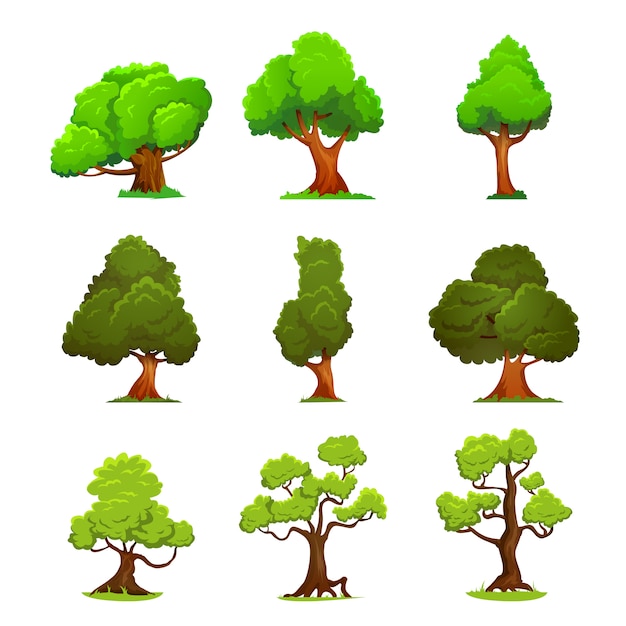 Vector green tree cartoon style