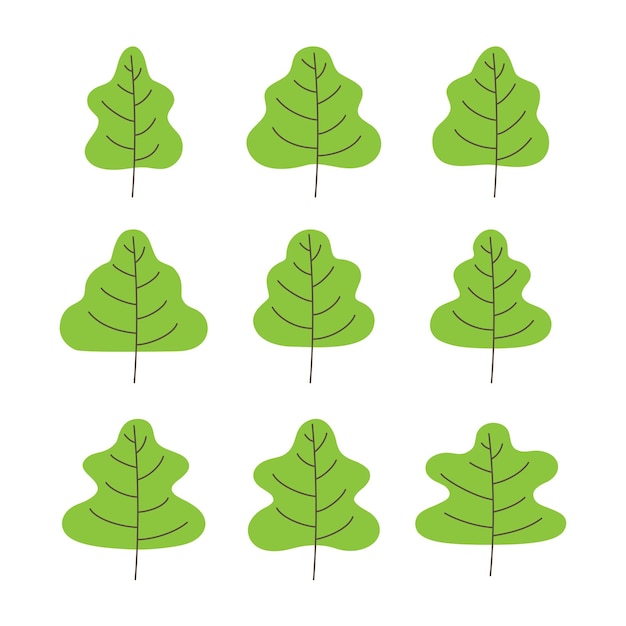 Illustrazione vettoriale isolata dal design piatto dell'elemento albero verde