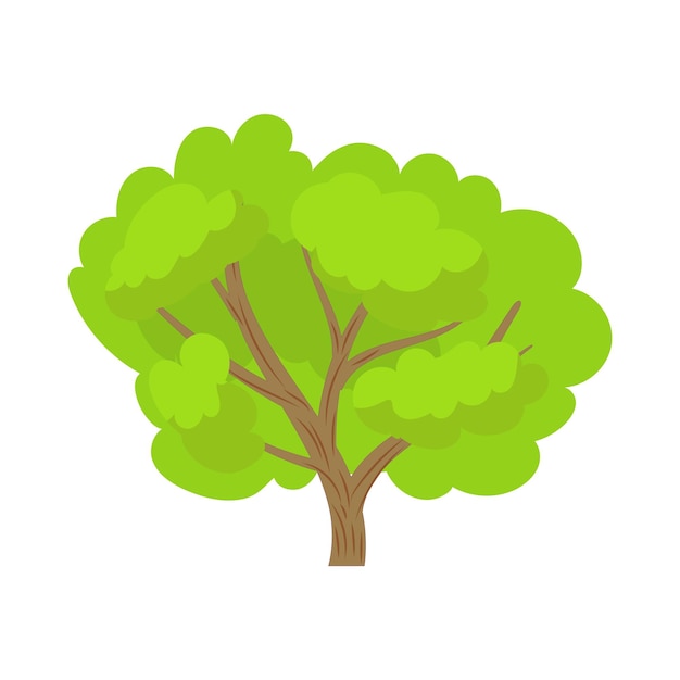 Green tree icon in cartoon style on a white background