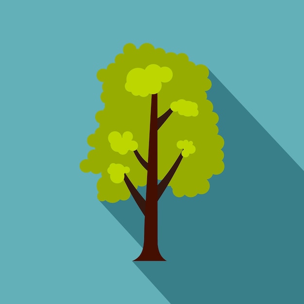 緑の木のアイコン 浅い青い背景に隔離されたウェブ用の緑の木ベクトルアイコンの平らなイラスト
