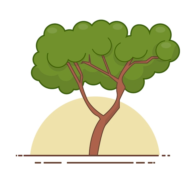 緑の木のアイコンベクトル。分離された線の色自然シンボル。トレンディなフラットアウトラインUIサインデザイン。 Webサイト、モバイルアプリケーション用の薄い線形グラフィックピクトグラム