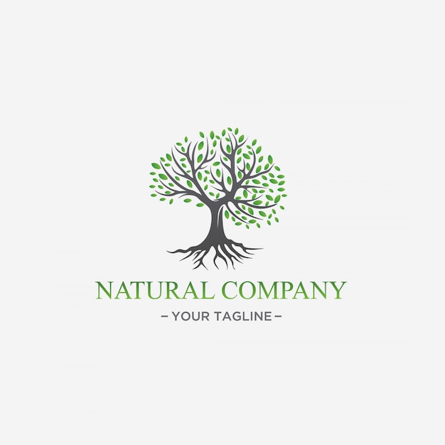 Green tree logo design natural leaf Premium Vector