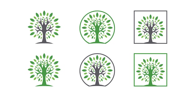 Вектор Коллекция логотипов зеленых деревьев