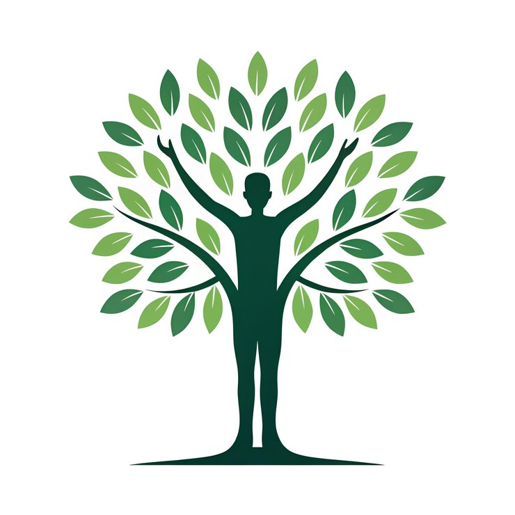 Vector green tree man logo human ecology tree design on a white background