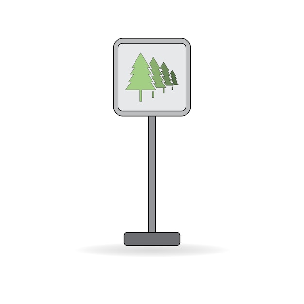 Vector green tree sign isolated sign