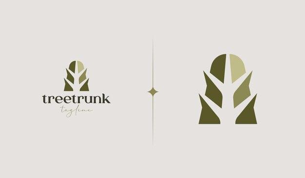 Green Tree Trunk monoline Logo Template Universal creative premium symbol Vector illustration Creative Minimal design template Symbol for Corporate Business Identity