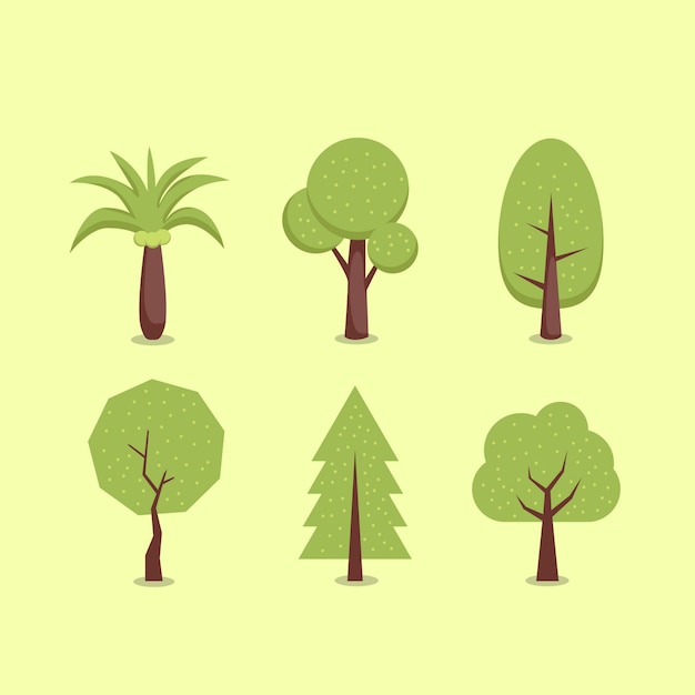 Green tree vector icon set