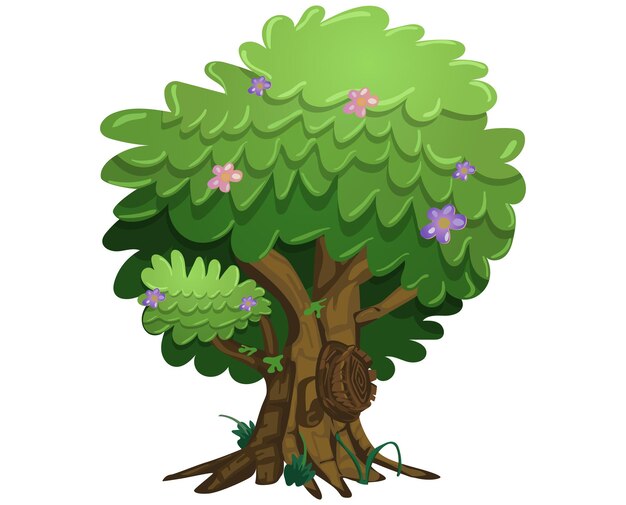 Vector green tree , white background ,vector illustration.