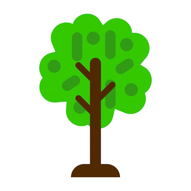 茶色の輪郭と「green」という文字が付いた緑の木