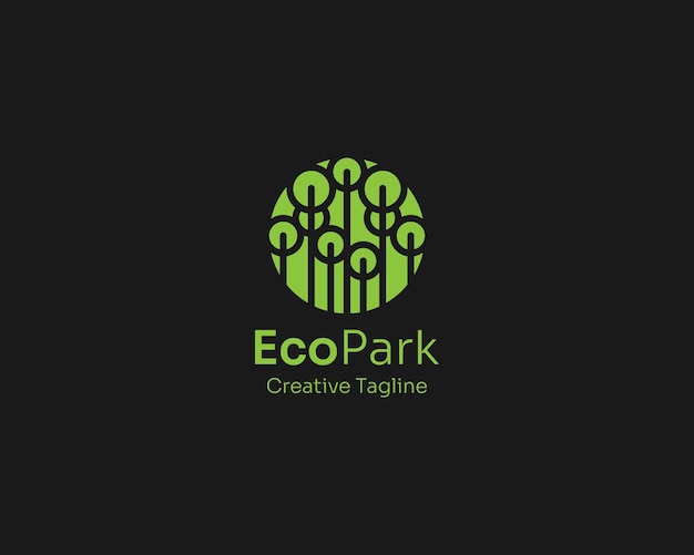 Vector green tree with circle leaf logo