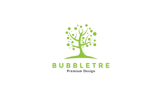 Green tree with dot leaf bubble logo vector symbol icon illustration design