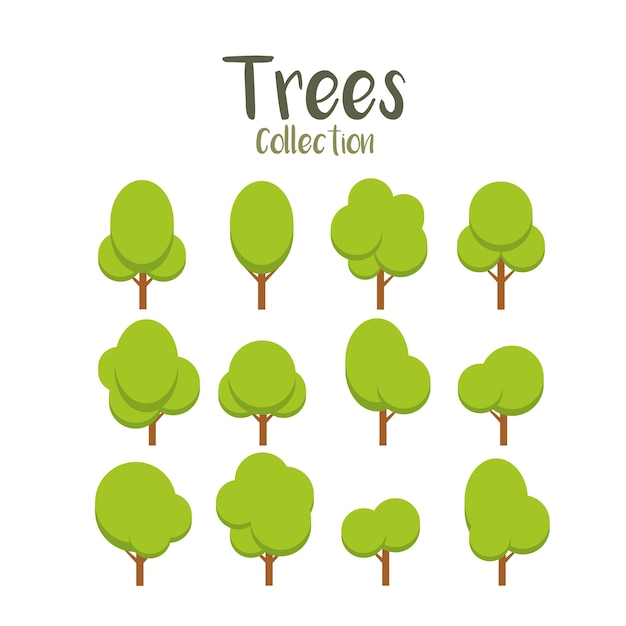 Vector green trees collection