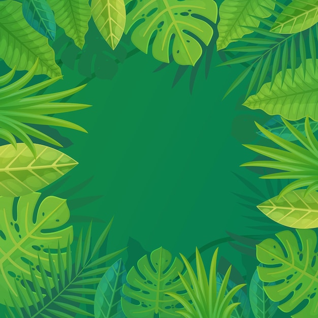 Green tropical background with copy space