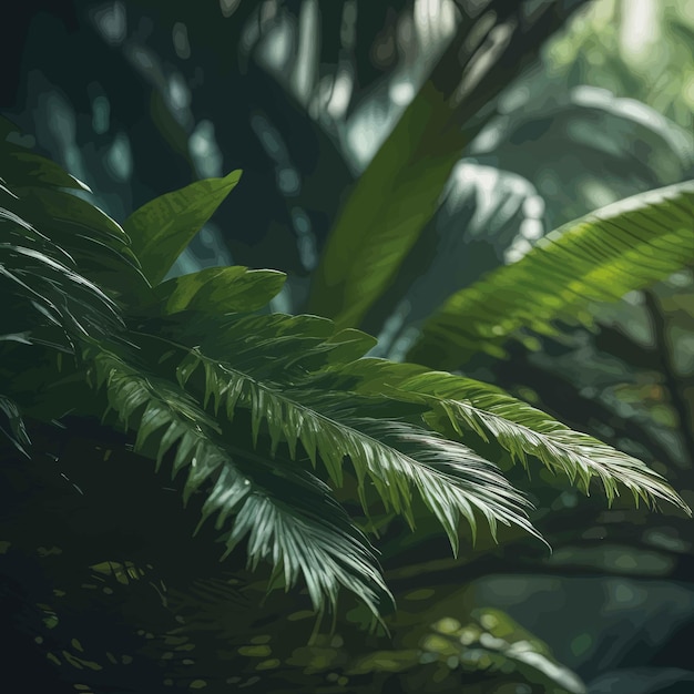 Vettore sfondo di foglie verdi tropicali con motivo naturale astratto sfondoverde foglie tropicali indietro