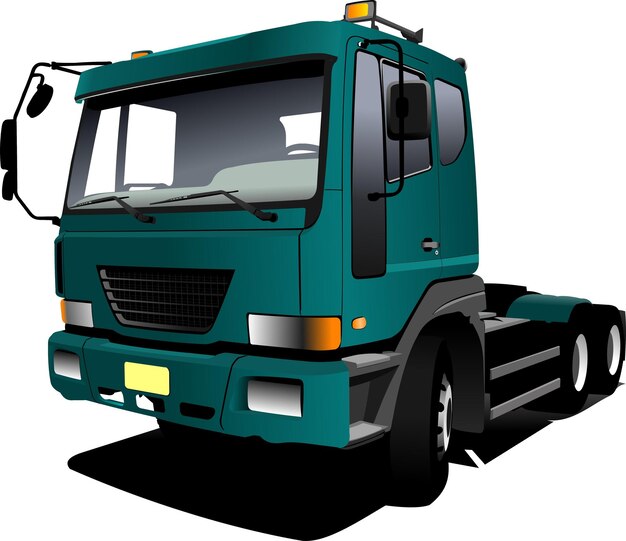 Green truck Lorry Trailer Vector illustration