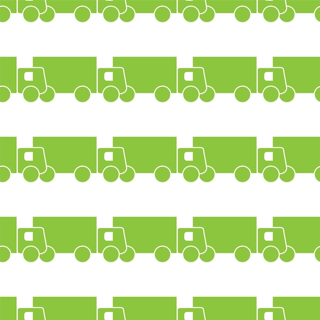 Green trucks om white background seamless pattern Vector illustration