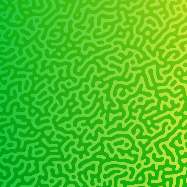 Зеленый фон градиента реакции Тьюринга. Абстрактный узор диффузии с хаотическими формами. Векторная иллюстрация.