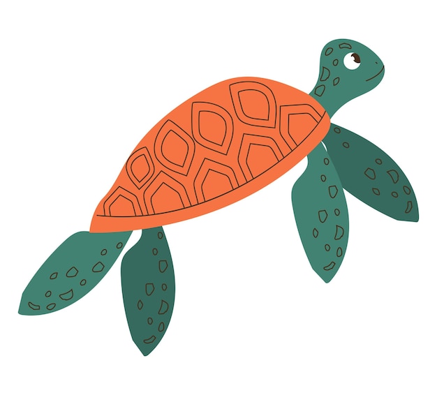 green turtle design over white