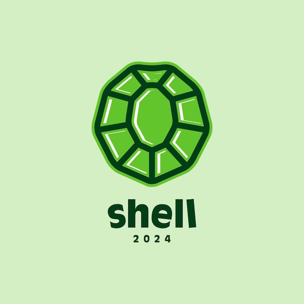 Green turtle shell cartoon vector logo illustration