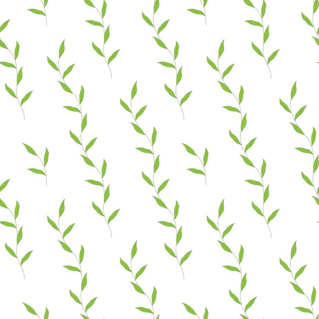 Green twigs with leaves seamless pattern Vector illustration