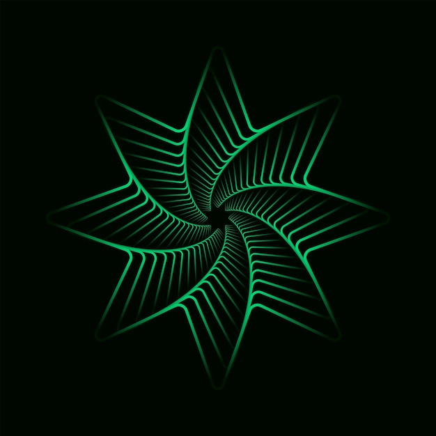 Green twisted futuristic spirals Wavy fractal with radial gradient Graphic spiral technology