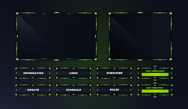 Green twitch panel set design template