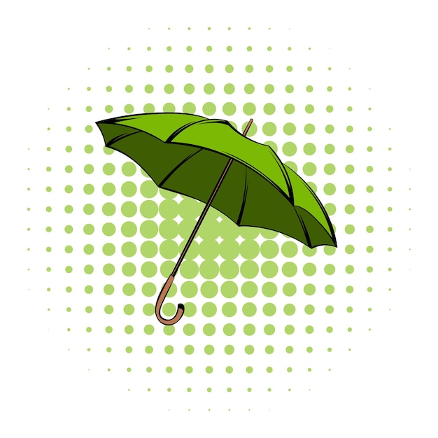 Vettore icona dei fumetti con ombrello verde simbolo di ecologia su sfondo bianco