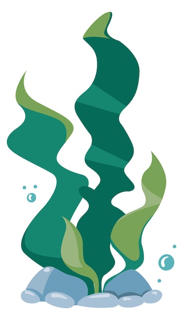 Green underwater plant cartoon icon Aquatic algae