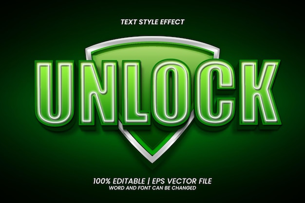 Green unlock editable text effect 3d style