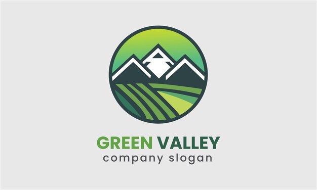 Vector green valley natural minimalist modern icon logo design symple template