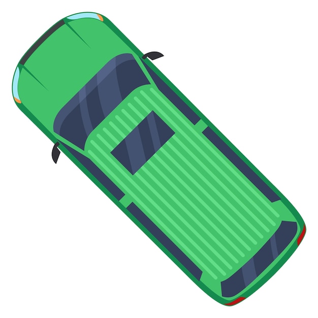 Vector green van top view passenger transport icon