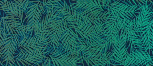 Green vector background with scattered abstract leaves flowers and other botanical elements