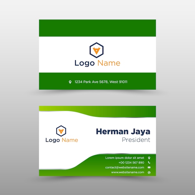 Green vector business card template