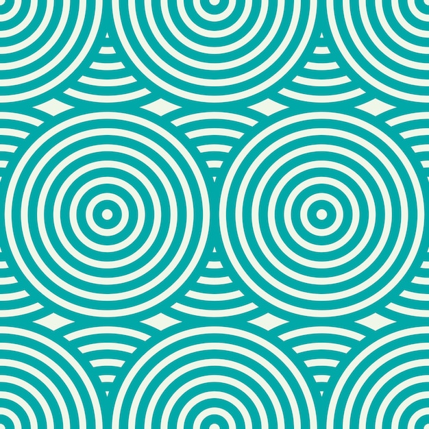 Green vector endless pattern created with thin undulate stripes and circles, seamless composition. Continuous interlace texture can be used as website background and as wrapping paper.