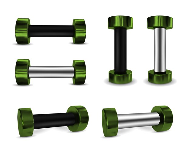 Green vector metal dumbbells