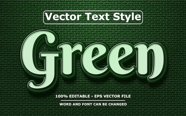 green vector text effect style editable font