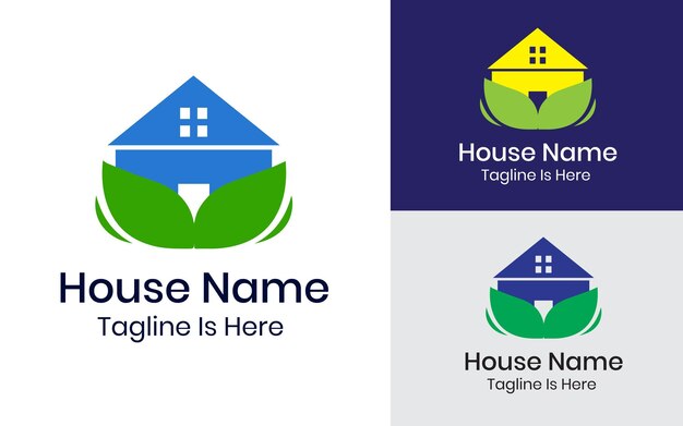 green vegan house logo design