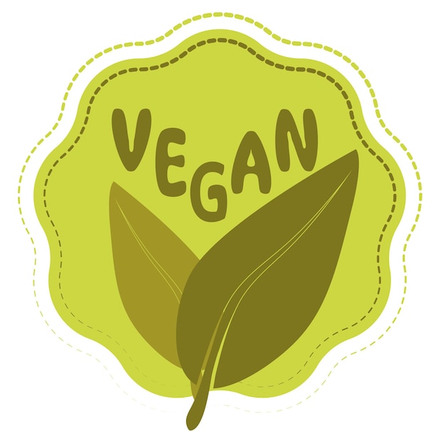 Вектор Зеленый веганский значок. вегетарианский символ. био зеленый веганский логотип или знак. этикетка для различных вегетарианских продуктов. вектор