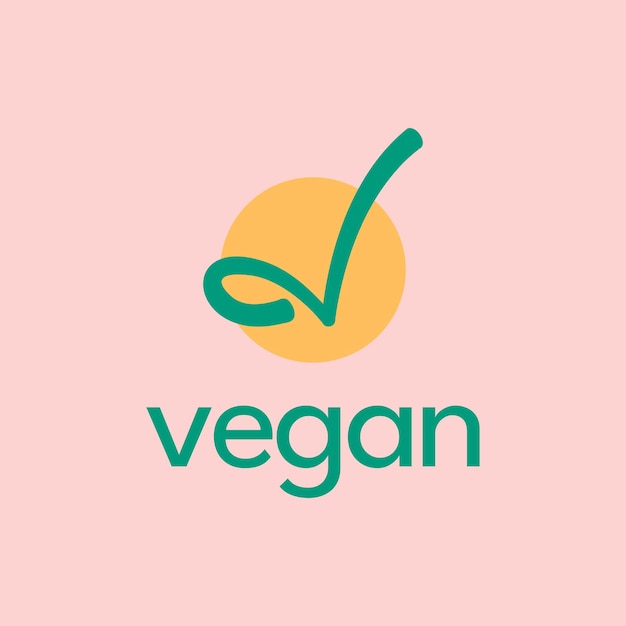 Vector green vegan and organic product vector icon on pink background