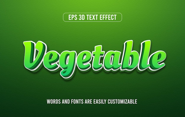 Green vegetable 3d vector text effect style