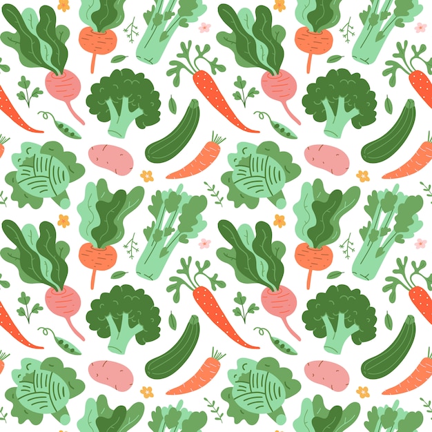 Green vegetables seamless pattern