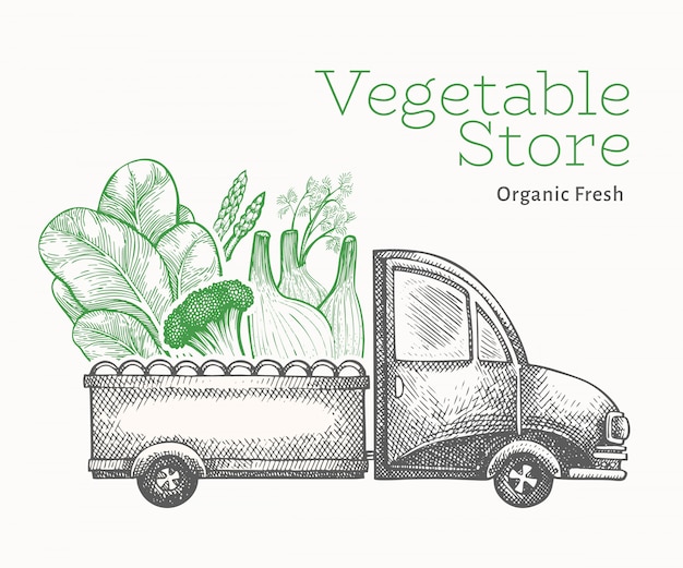 Green vegetables shop delivery template.