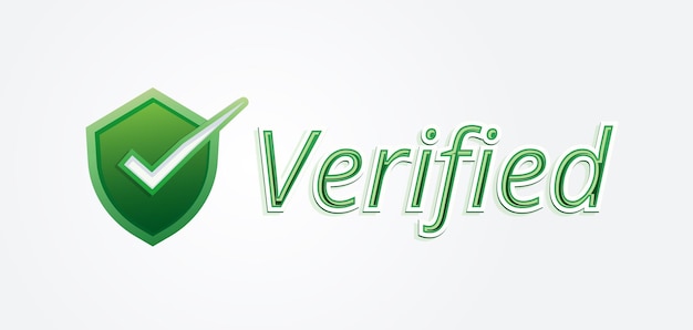 Vector green verified logo badge with shield