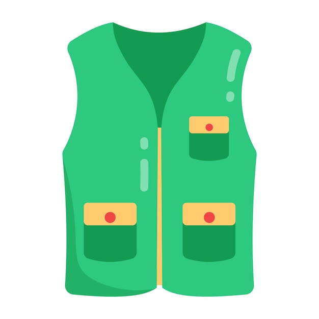 A green vest with a yellow stripe on the front.