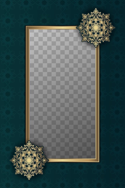 Green vintage pattern frame with mandala ornament