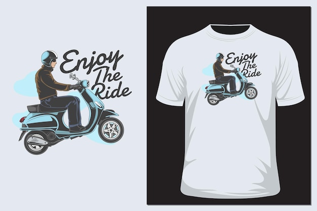 Green vintage scooter vector illustration urban life ride a motorbike in the city t shirt design