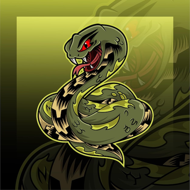 Disegno del logo mascotte serpente vipera verde